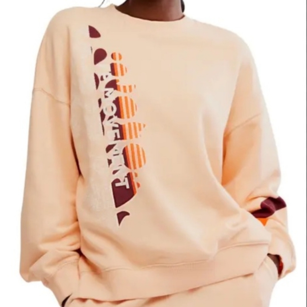New Free People FP Movement All Star Oversized Graphic Pullover Sweatshirt L